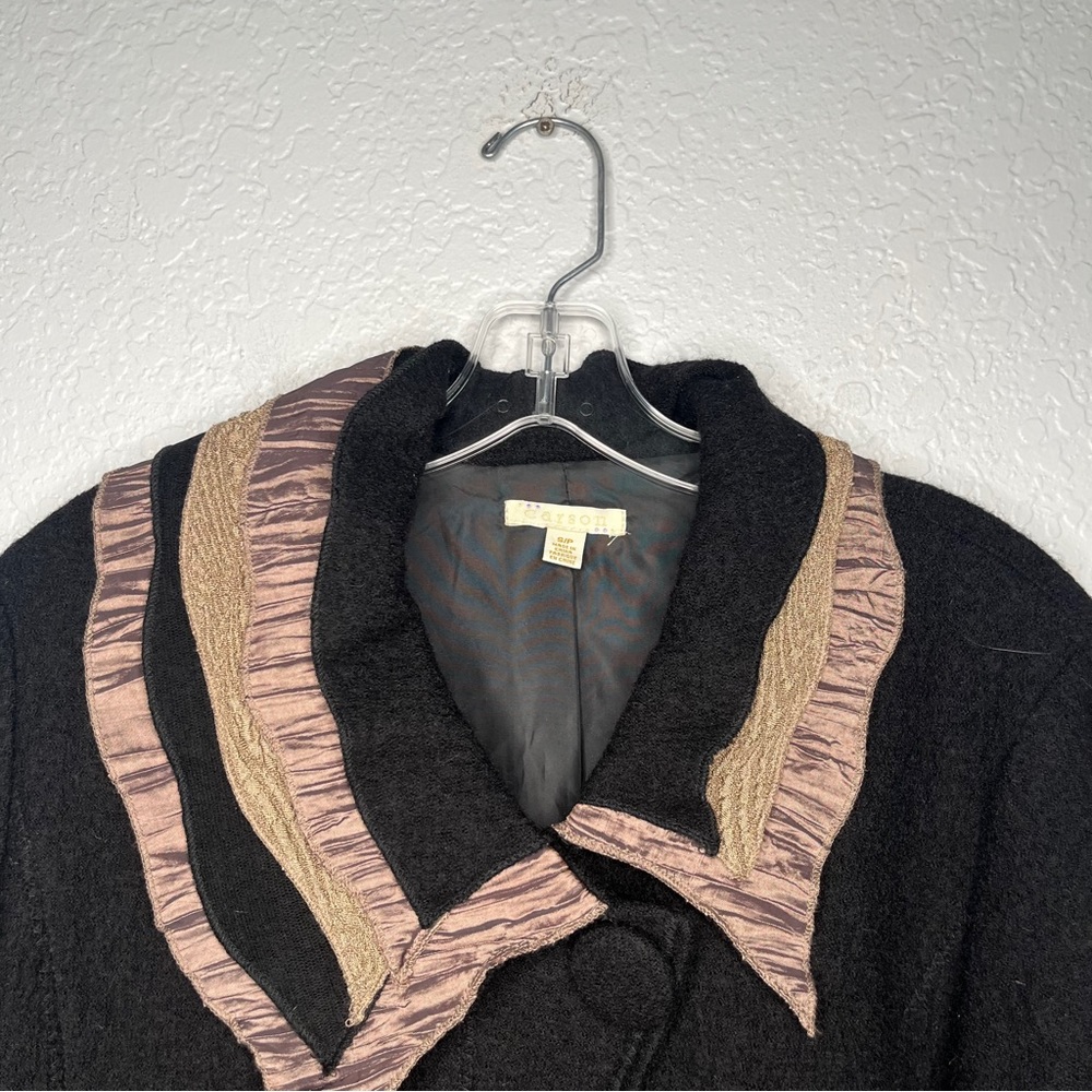 Carson Ruffle Asymmetrical Wool Button Jacket Lin… - image 3